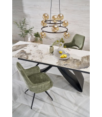 HILARIO stół rozkładany, blat - biały marmur, nogi - czarny (3p1szt)