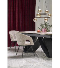 HILARIO stół rozkładany, blat - biały marmur, nogi - czarny (3p1szt)