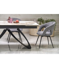 HILARIO stół rozkładany, blat - biały marmur, nogi - czarny (3p1szt)