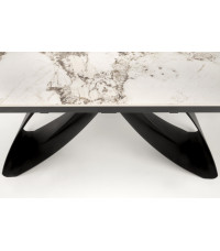 HILARIO stół rozkładany, blat - biały marmur, nogi - czarny (3p1szt)