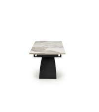 HILARIO stół rozkładany, blat - biały marmur, nogi - czarny (3p1szt)