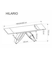 HILARIO stół rozkładany, blat - biały marmur, nogi - czarny (3p1szt)