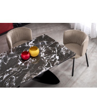 HILARIO stół rozkładany, blat - czarny marmur, nogi - czarny (3p1szt)