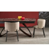 HILARIO stół rozkładany, blat - czarny marmur, nogi - czarny (3p1szt)