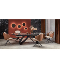 HILARIO stół rozkładany, blat - czarny marmur, nogi - czarny (3p1szt)