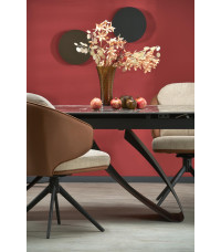 HILARIO stół rozkładany, blat - czarny marmur, nogi - czarny (3p1szt)