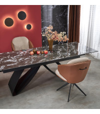 HILARIO stół rozkładany, blat - czarny marmur, nogi - czarny (3p1szt)