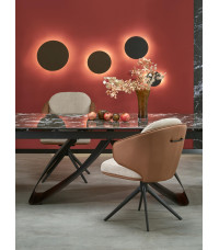 HILARIO stół rozkładany, blat - czarny marmur, nogi - czarny (3p1szt)