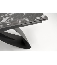 HILARIO stół rozkładany, blat - czarny marmur, nogi - czarny (3p1szt)