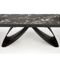 HILARIO stół rozkładany, blat - czarny marmur, nogi - czarny (3p1szt)
