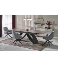 HILARIO stół rozkładany, blat - orzechowy, nogi - czarny (3p1szt)