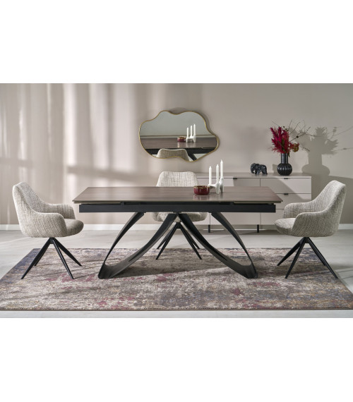 HILARIO stół rozkładany, blat - orzechowy, nogi - czarny (3p1szt)