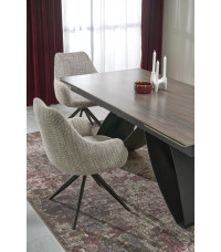 HILARIO stół rozkładany, blat - orzechowy, nogi - czarny (3p1szt)