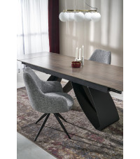 HILARIO stół rozkładany, blat - orzechowy, nogi - czarny (3p1szt)