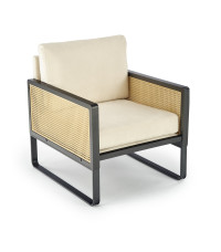 ILARIO fotel wypoczynkowy, czarny / naturalny (1p1szt)