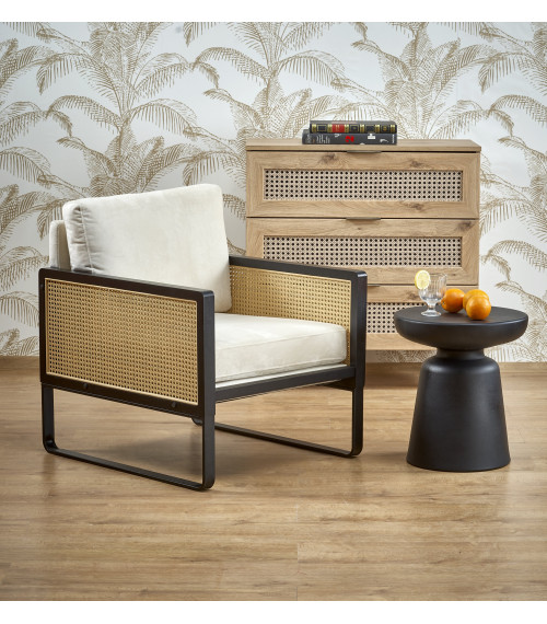 ILARIO fotel wypoczynkowy, czarny / naturalny (1p1szt)