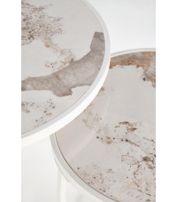 INES zestaw 2 ław, beżowy marmur / biały (1p1set)