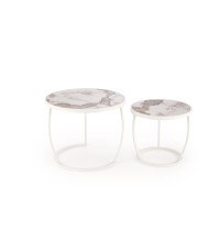 INES zestaw 2 ław, beżowy marmur / biały (1p1set)