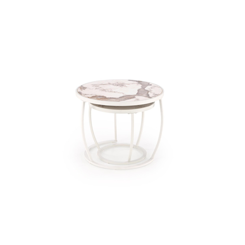 INES zestaw 2 ław, beżowy marmur / biały (1p1set)