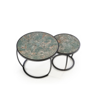 INES zestaw 2 ław, zielony marmur / czarny (1p1set)