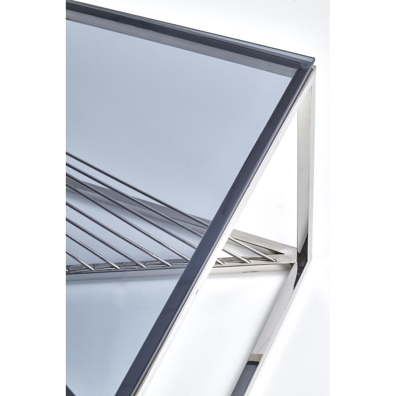 INFINITY ława, stelaż - srebrny, szkło - dymiony (1p1szt)