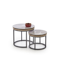 ITAKA zestaw 2 ław, popielaty marmur / grafitowy (1p1szt)