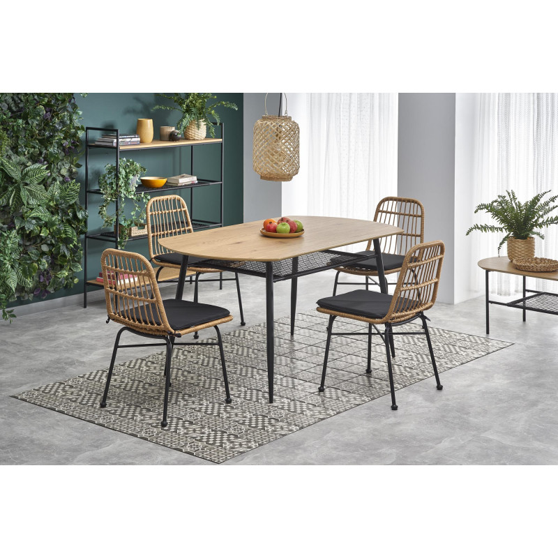 JACKSON stół, blat - dąb złoty, noga - czarny (2p1szt)