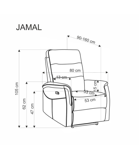 JAMAL fotel wypoczynkowy popielaty (1p1szt)