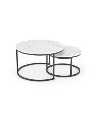 JAVA zestaw 2 ław, biały marmur / czarny (1p1szt)