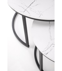 JAVA zestaw 2 ław, biały marmur / czarny (1p1szt)