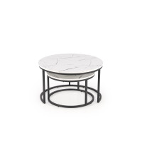 JAVA zestaw 2 ław, biały marmur / czarny (1p1szt)