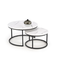 JAVA zestaw 2 ław, biały marmur / czarny (1p1szt)