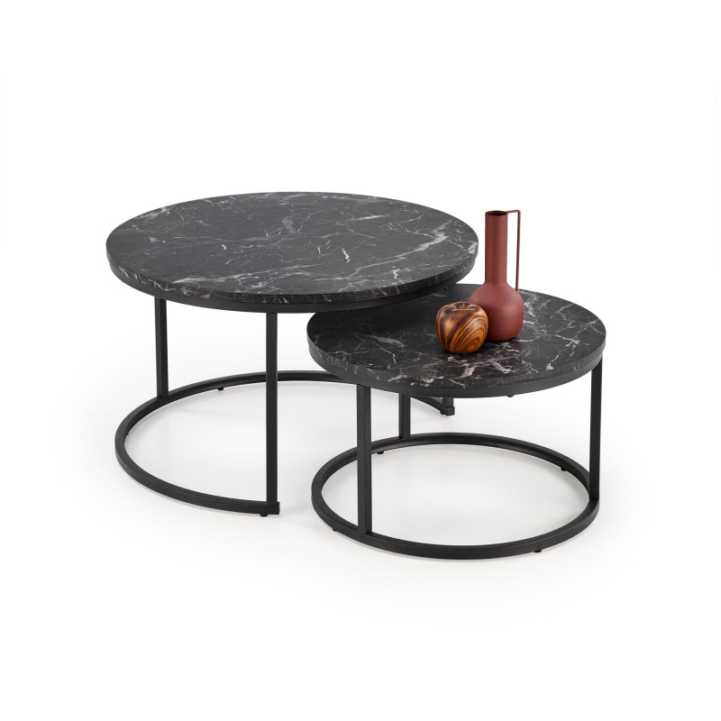 JAVA zestaw 2 ław, czarny marmur / czarny (1p1szt)