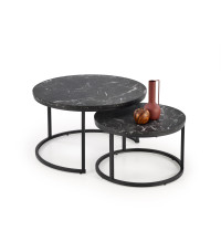 JAVA zestaw 2 ław, czarny marmur / czarny (1p1szt)