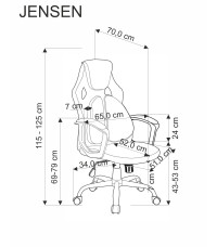 JENSEN fotel gabinetowy, czarny - popielaty - czerwony