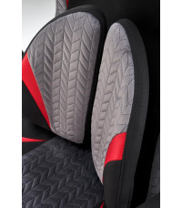 JENSEN fotel gabinetowy, czarny - popielaty - czerwony