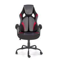 JENSEN fotel gabinetowy, czarny - popielaty - czerwony