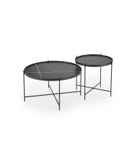 JULIETA zestaw 2 ław, czarny marmur / czarny (1p1szt)