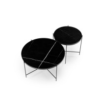 JULIETA zestaw 2 ław, czarny marmur / czarny (1p1szt)