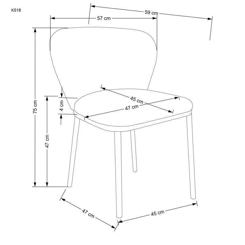 K518 krzesło, kremowy (1p2szt) K518 krzesło, kremowy (1p2szt)