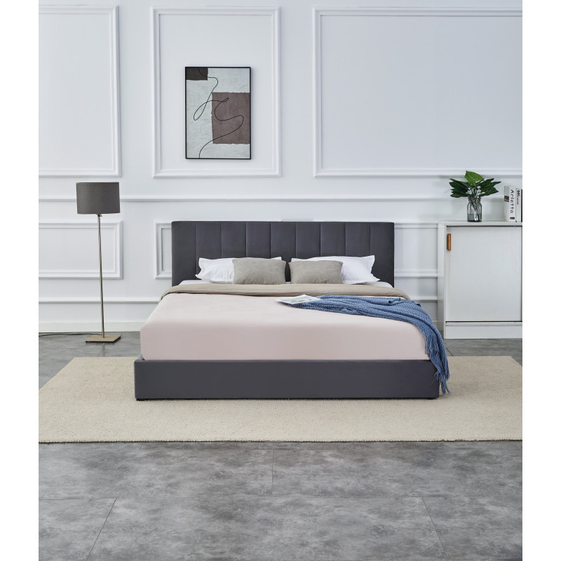 KATARINA  łóżko z pojemnikiem na pościel, popielaty (2p1szt)