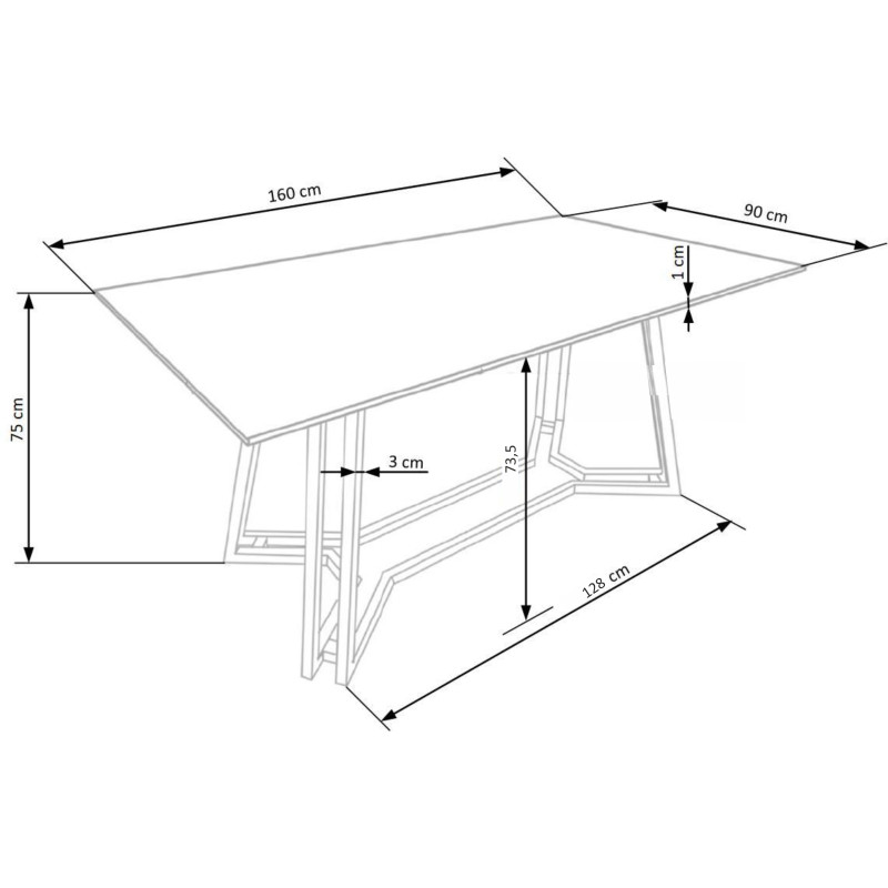 KONAMI stół, blat - czarny marmur, nogi - złoty (2p1szt)