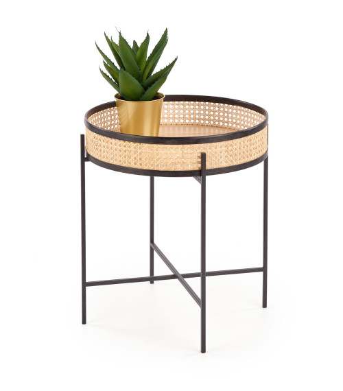 LANIPA ława czarny / rattan naturalny (1p1szt)