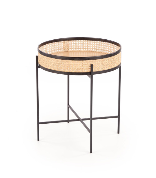 LANIPA ława czarny / rattan naturalny (1p1szt)