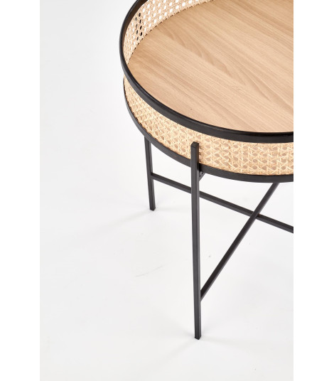 LANIPA ława czarny / rattan naturalny (1p1szt)