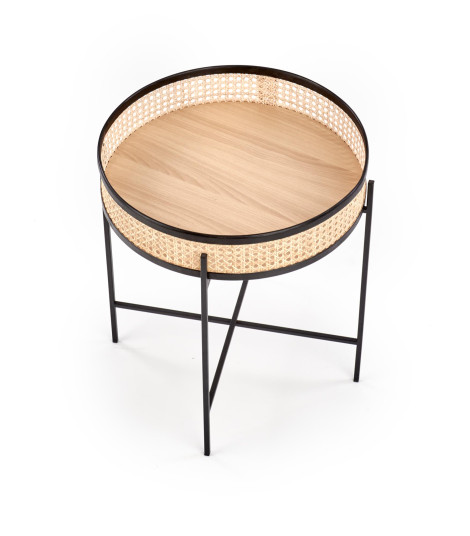 LANIPA ława czarny / rattan naturalny (1p1szt)