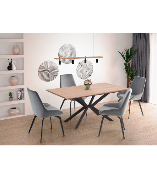 LEGARTO stół rozkładany blat - dąb naturalny, noga - czarny (2p1szt)