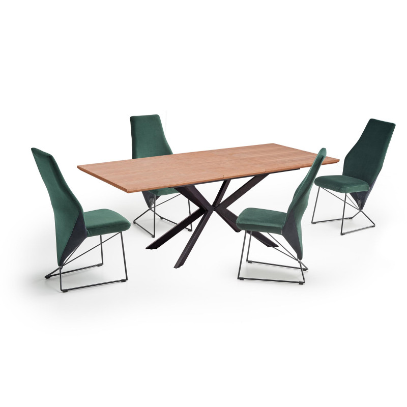 LEGARTO stół rozkładany blat - dąb naturalny, noga - czarny (2p1szt)