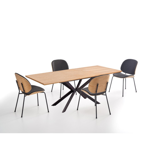 LEGARTO stół rozkładany blat - dąb naturalny, noga - czarny (2p1szt)