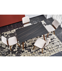 LOZANO stół rozkładany, czarny marmur / orzechowy (2p1szt)